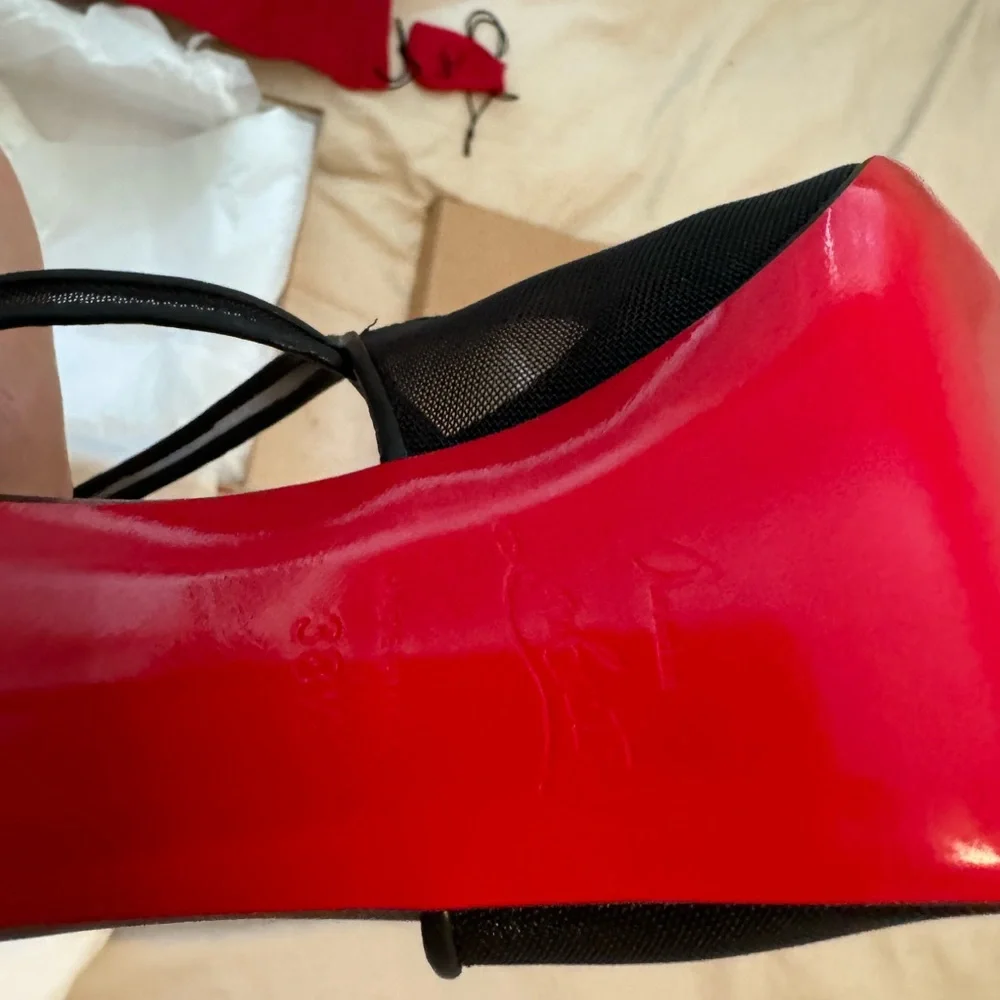 Christian Louboutin Mariacar Mesh Red Sole Platform Sandals size 8.5 - Picture 7 of 7